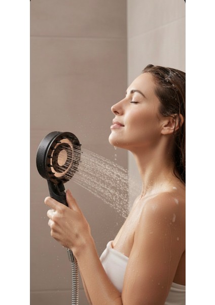 Siyah Su Tasarruflu Duş Takımı (Mafsal,duş Hortumu,2 Adet Yedek Filtre ve Kireç Önleyici Duş Başlığı)