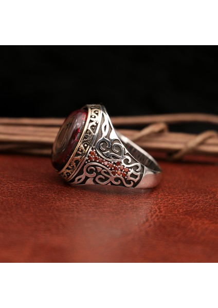 Ayyıldızlı Kasa Mikro Taş Süslemeli Gümüş Erkek Yüzük modelleri