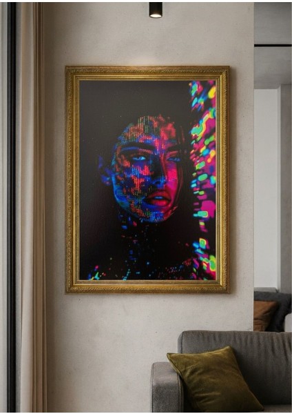 Neon Dijital Portre Sanat Tablosu (Çerçeveli)
