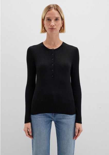 Yün Karışımlı Düğme Detaylı Antrasit Kazak 1710730-80023 modelleri