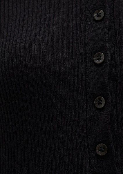 Yün Karışımlı Düğme Detaylı Antrasit Kazak 1710730-80023