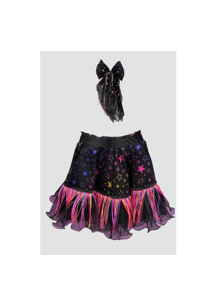 Kız Çocuk Siyah Yıldızlı Püsküllü Etek