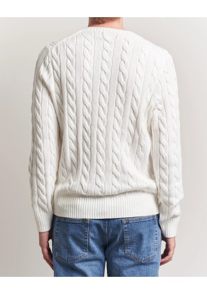 Erkek Örgü Dokulu Beyaz Triko Kazak fiyatları