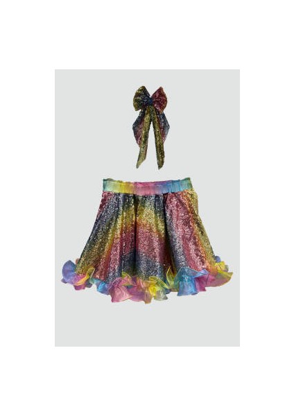 Kız Çocuk Rainbow Payetli Etek