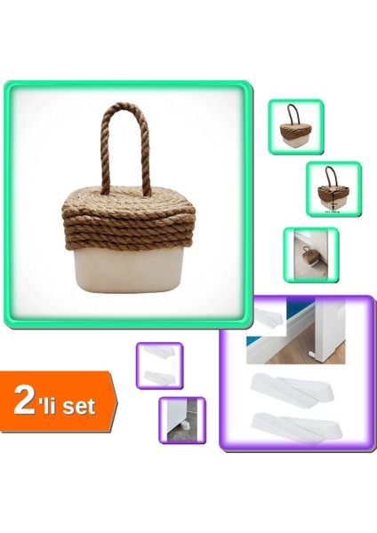 Kare Beton Kapı Stoperi + 4 Adet Kapı Stoperi - Kapı Rampası Kapı Durdurucu - 2li Set F5R0W2