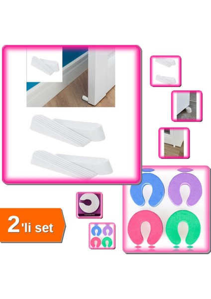 4 Adet Kapı Stoperi - Kapı Rampası +1 Adet Kapı Durdurucu Sünger Stoper - 2li Set N7S8H8