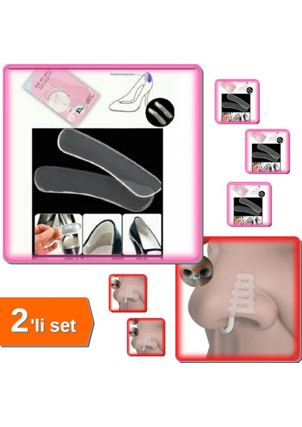 1 Çift Ayak Vurma Önleyici Silikon + Horlama Burun Aparatı Kafesli - 2li Set Z7B5Y5
