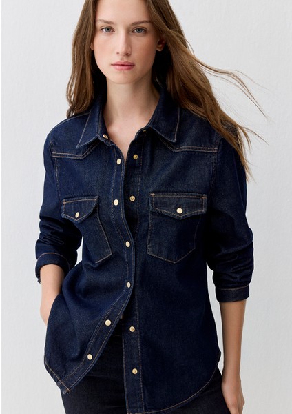 Angela Classic Denim Rinse Jean Gömlek 1210819-90120