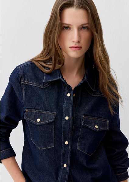 Angela Classic Denim Rinse Jean Gömlek 1210819-90120 fiyatları