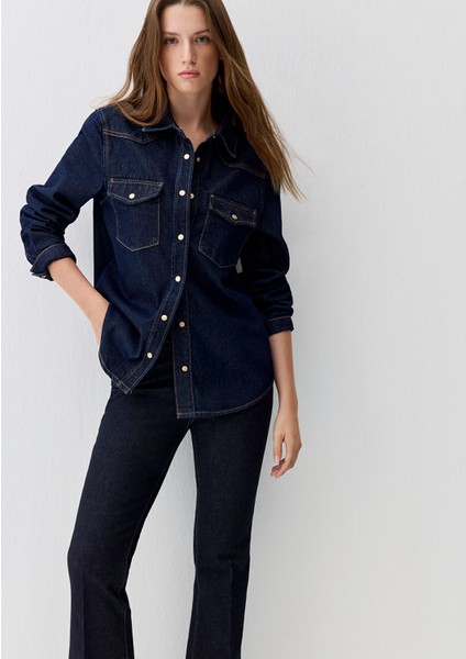 Angela Classic Denim Rinse Jean Gömlek 1210819-90120 modelleri
