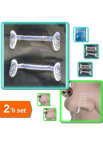 1 Çift Horlama Burun Aparatı + Kafesli Horlama Burun Aparatı - 2li Set Y7K6B9