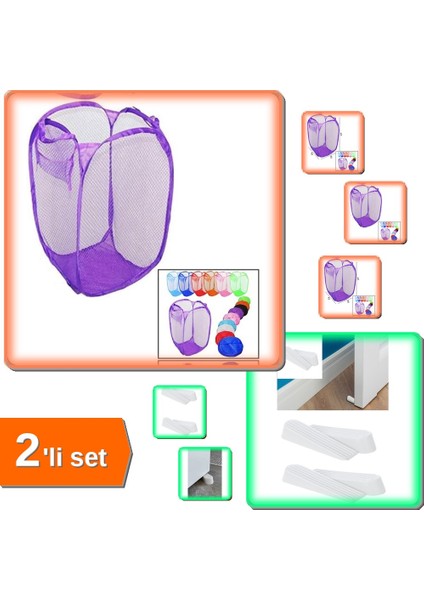 Oyuncak Sepeti Çamaşır Sepeti Dev Boy + 4 Adet Kapı Rampası Stoperi - Kapıtamponu - 2li Set P1J1U2