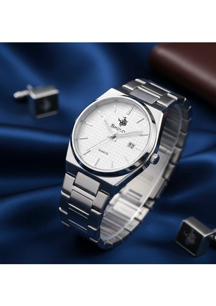 Gümüş Su Geçirmez Tarihli Erkek Kol Saati - 9