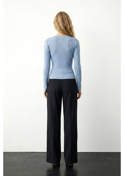 Kare Yaka Uzun Kollu Triko Bluz modelleri