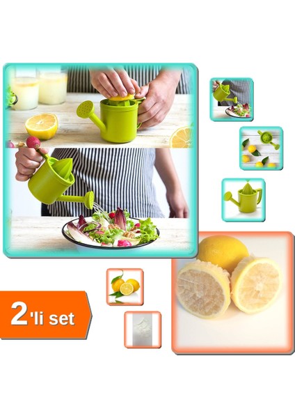 Bahçıvan Hazneli Limon Sıkacağı Narenciye + 50 Adet Limon Bonesi - Bitki Çayı Bonesi - 2li Set U8E9R