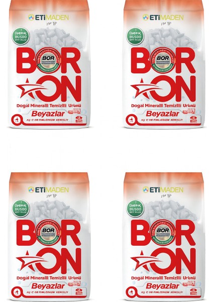 Boron Doğal Temizlik Beyazlar Için Toz Deterjan 104 Yıkama 4x4 kg