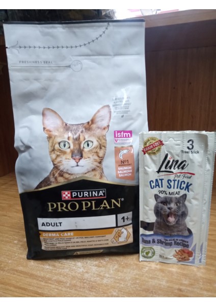 Derma Care Somonlu Yetişkin Kedi Maması 1.5 Kg+2 Paket Tahılsız Ton Balıklı&karidesli Kedi Ödül Stick