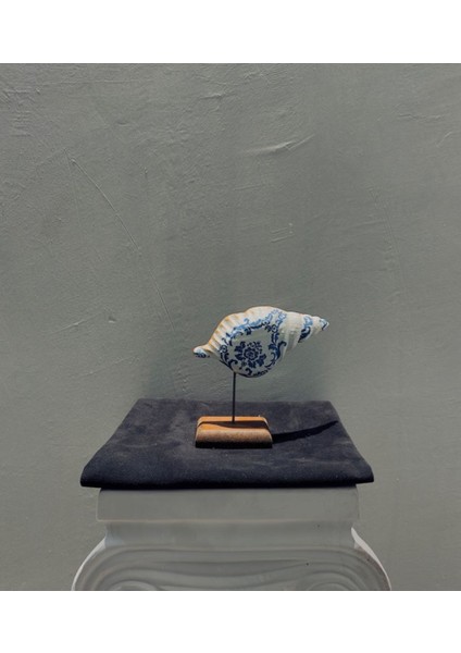 Dekoratif Mavi-Beyaz Kuş Biblo – 18X8 cm Polyester Obje, Sanatsal modelleri