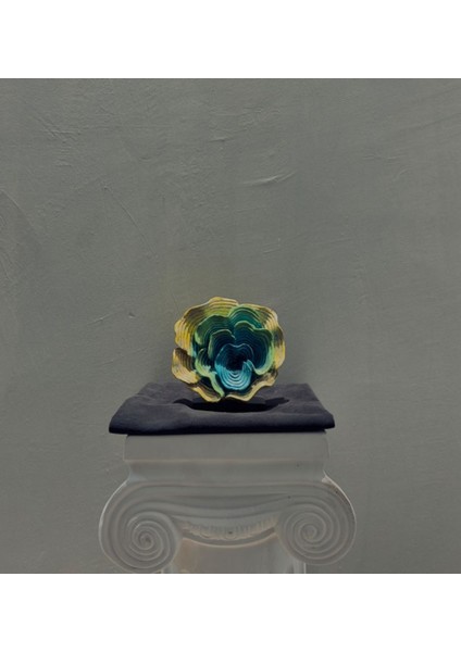 Soyut Mavi-Yeşil Mercan Biblo – 20X20 cm Modern Polyester Dekoratif Ev ve Ofis Aksesuarı