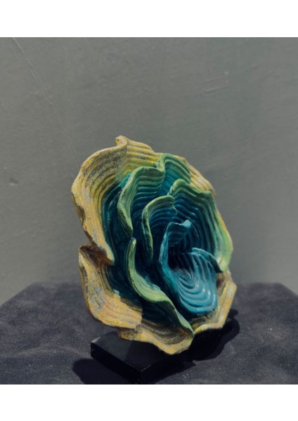 Soyut Mavi-Yeşil Mercan Biblo – 20X20 cm Modern Polyester Dekoratif Ev ve Ofis Aksesuarı modelleri