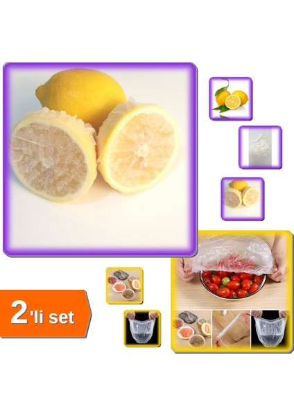 50 Adet Limon Bonesi + 100 Adet Lastikli Tazeliği Koruyan Tencere ve Tabak Bonesi - 2li Set H2J1Q8