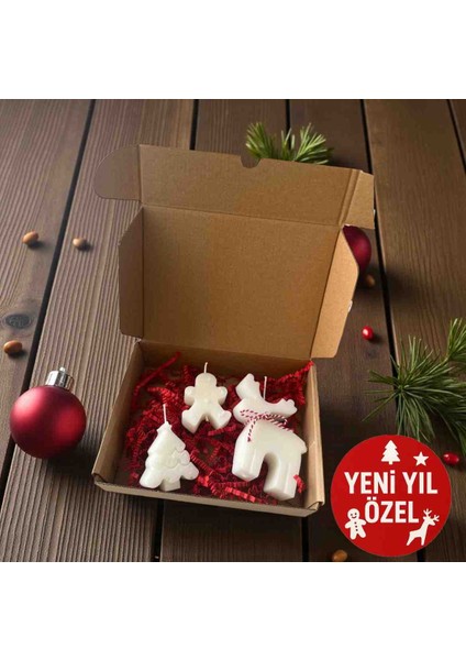 Yılbaşı Temalı Lavanta Kokulu Dekoratif Mum Seti – El Yapımı Yılbaşı Hediye Seti fiyatları