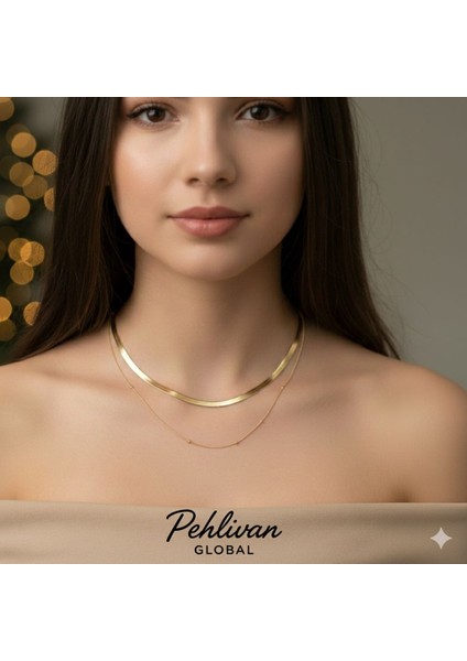 Italyan Ezme 2'li Gold Renk Çelik Kolye