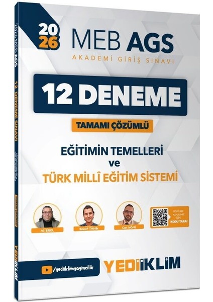 2026 Meb Ags Eğitimin Temelleri ve Türk Milli Eğitim Sistemi Tamamı Çözümlü 12 Deneme Yediiklim