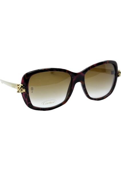 Panthere De Havana Red Black Gold Cartier Cat Eye Havana Kırmızı Siyah Altın Kahverengi Güneş Gözlüğü T8201060 fırsatları