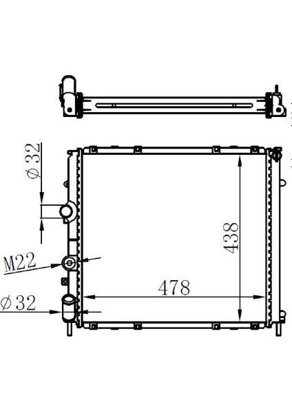 Mekanık Su Radyatörü Renault Kangoo 1.5dcı (Manuel ŞANZ.)(480X433X34) Aluminyum
