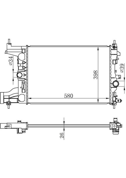 Brazing Su Radyatörü Opel Astra J- 1.4i/1.6i/1.8i 09- (Mt) (580X398X26)