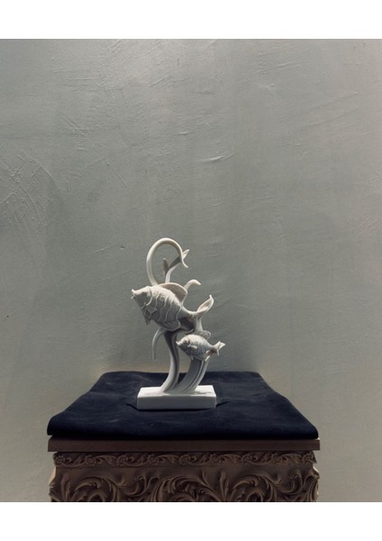 Dekoratif Çift Balık Figürlü Biblo – 32X15 cm Deniz Temalı Ev & Ofis Dekorasyonu