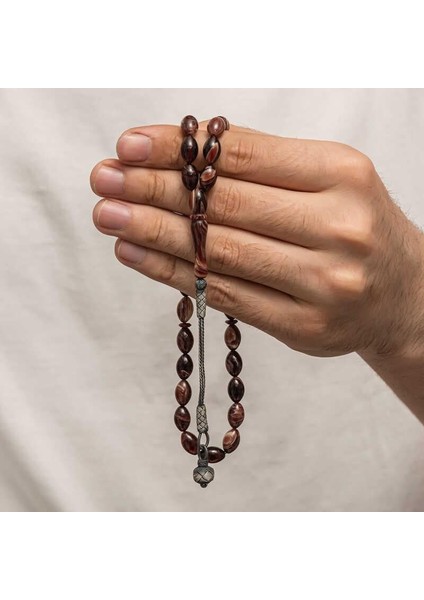 Hk Sıkma Kehribar Tesbih Gümüş Kazaz Püsküllü |gümüş Takı Hediyelik Ürünler