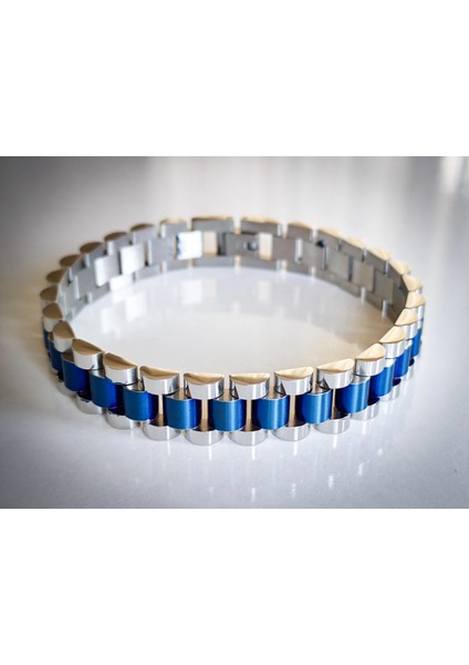 Çelik Roleks Kordon Mavi Erkek Bileklik