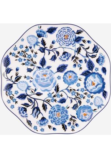 Strawberry Garden Mavi Porselen Yemek Tabağı 26,5 cm
