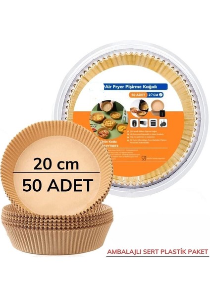 50 Adet 20 cm Air Fryer Pişirme Kağıdı Tek Kullanımlık Yağ Geçirmez Yuvarlak Tabak Model Pvc