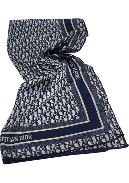 Vual Ipek Şal Dior Desen Lacivert Beyaz fiyatları