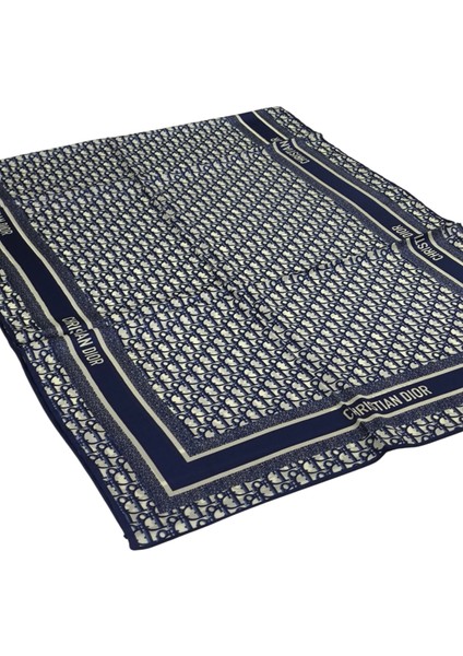 Vual Ipek Şal Dior Desen Lacivert Beyaz modelleri