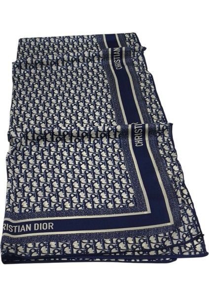 Vual Ipek Şal Dior Desen Lacivert Beyaz fırsatları