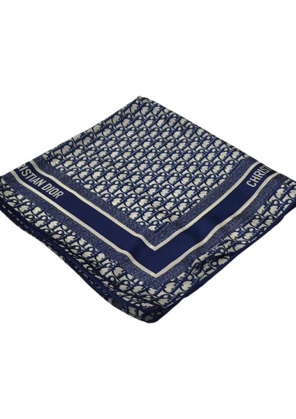 Vual Ipek Şal Dior Desen Lacivert Beyaz indirimleri