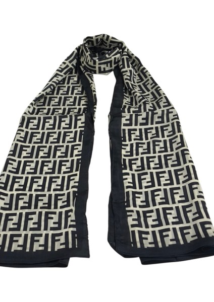 Vual Ipek Şal F Baskılı Desen Siyah Krem