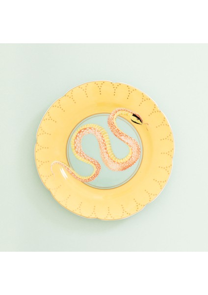 Animals Sarı Porselen Pasta Tabağı 16 cm