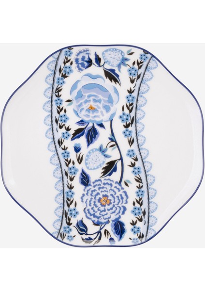 Strawberry Garden Mavi Porselen Kahvaltı Tabağı 21 cm