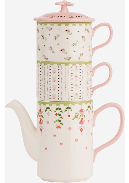 Spring Birds Pembe Stoneware Çay Fincan Seti 400 ml