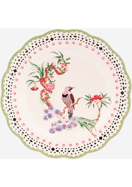 Spring Birds Yeşil Stoneware Kahvaltı Tabağı 21 cm