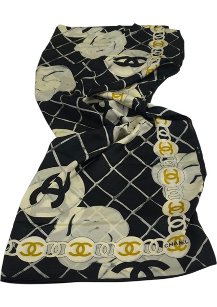 Vual Ipek Şal Siyah Krem Ekose Desen modelleri