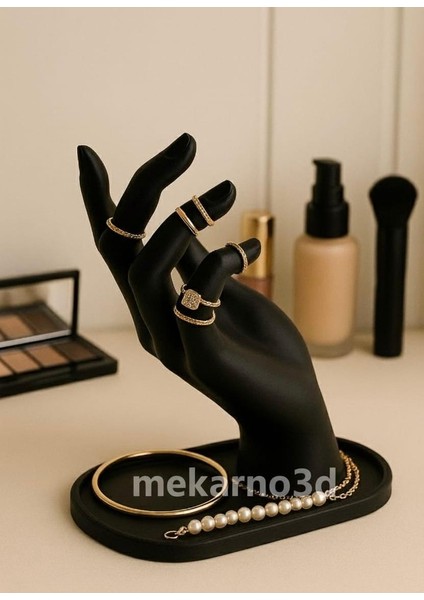 Siyah Dekoratif El Şeklinde Takı ve Yüzük Standı – Bileklik, Kolye, Küpe düzenleyici