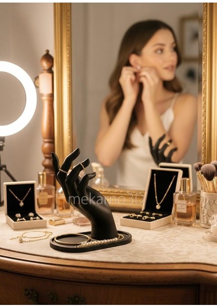 Siyah Dekoratif El Şeklinde Takı ve Yüzük Standı – Bileklik, Kolye, Küpe düzenleyici modelleri