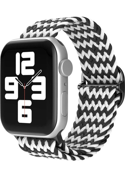Flm Apple Watch 42MM Star Kordon - Zigzag Siyah-Beyaz