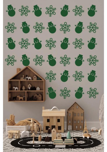 Yeniyıl Noel Temalı 69 Adet Renkli Vitrin Cam Kardan Adam ve Kar Tanesi Stickerleri fiyatları